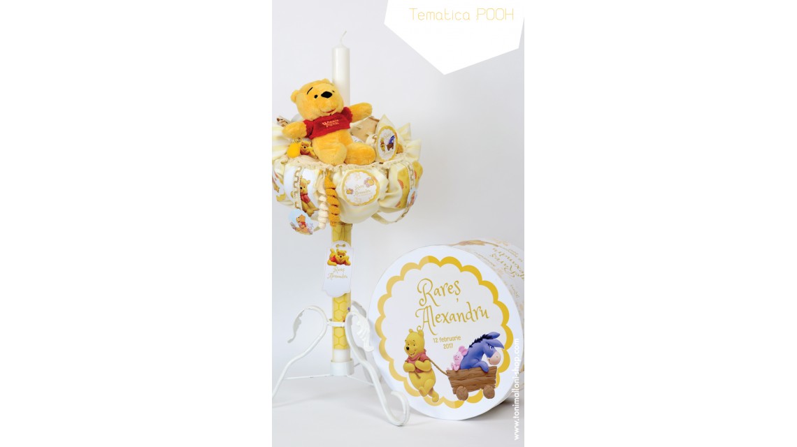 Lumanare de botez pentru baieti cu Winnie the Pooh, 65x4 cm, Honey  5